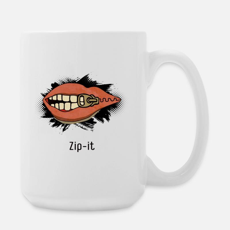 Zip it – cheeky statement in a pop art look - Large Mug 440 ml - white