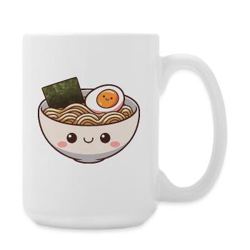 Bol de ramen mignon avec visage souriant - Grande tasse 440 ml - blanc - Droite