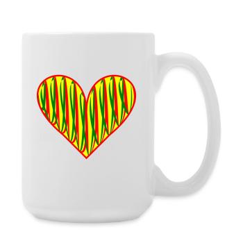 Abstraktes Herz mit buntem Muster - Große Tasse 440 ml - Weiß - Rechts