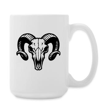 Ram's Head Skull with Horns - Battering Ram - Large Mug 440 ml - white - Right