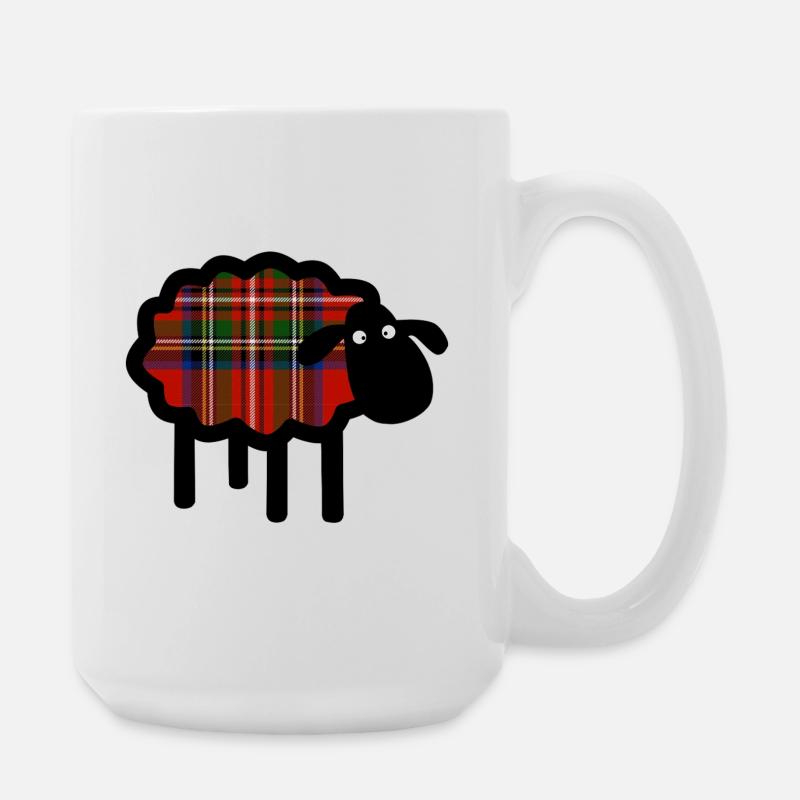 Tartan Sheep Silhouette - Large Mug 440 ml - white