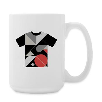 Geometric Mosaic: Red Circle Blocks - Large Mug 440 ml - white - Right