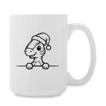 Dino mignon avec un chapeau de Père Noël – style dessin animé - Grande tasse 440 ml - blanc - Droite