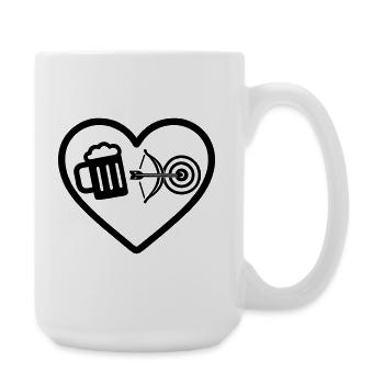 Heart Beer Bogenschießen Humor - Große Tasse 440 ml - Weiß - Rechts