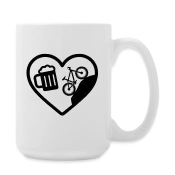 Heart Beer Mountainbike-Humor - Große Tasse 440 ml - Weiß - Rechts