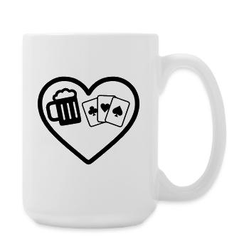 Heart Beer Kartenspiele Humor - Große Tasse 440 ml - Weiß - Rechts