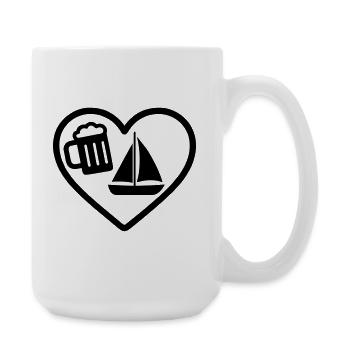 Heart Beer Sailing Humor - Large Mug 440 ml - white - Right