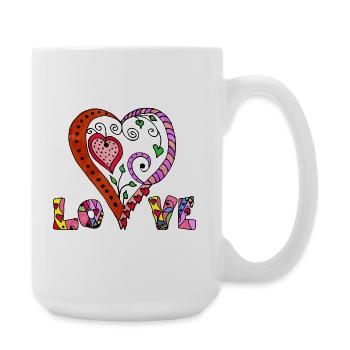 Herz - Große Tasse 440 ml - Weiß - Rechts