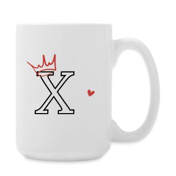Lettre x couronne cœur - Grande tasse 440 ml - blanc - Droite