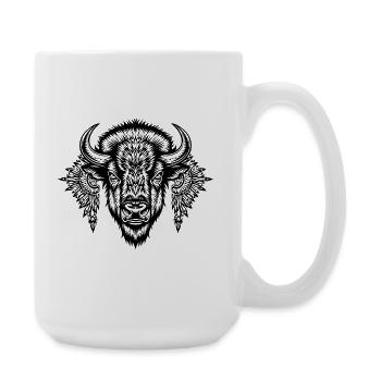 Ornamental Bison Glyph - Large Mug 440 ml - white - Right