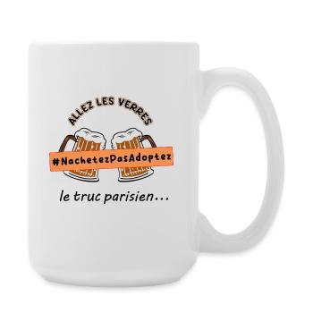 Allez_les_verres_hashtag_adoption_animale - Large Mug 440 ml - white - Right