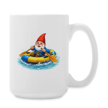 Gartenzwerg im Schlauchboot auf Sommerabenteuer - Große Tasse 440 ml - Weiß - Rechts