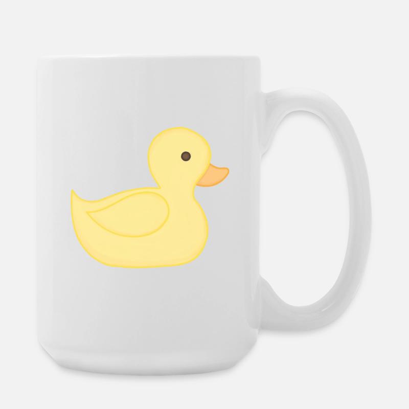 Yellow rubber duck cartoon style - Large Mug 440 ml - white