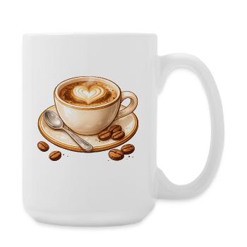 Kaffee Illustration mit Herz  - Große Tasse 440 ml - Weiß - Rechts