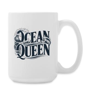 Ocean Queen - Wellen Typografie Design - Große Tasse 440 ml - Weiß - Rechts