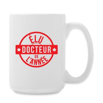 Élu docteur de l'année tampon rouge - Grande tasse 440 ml - blanc - Droite
