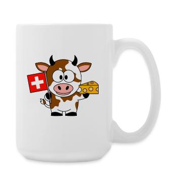 Cow with Swiss Flag Cheese - Large Mug 440 ml - white - Right