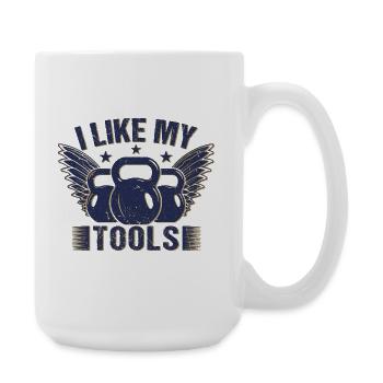 Gym Junkies I Like My Tools Calisthenics Fitness - Große Tasse 440 ml - Weiß - Rechts