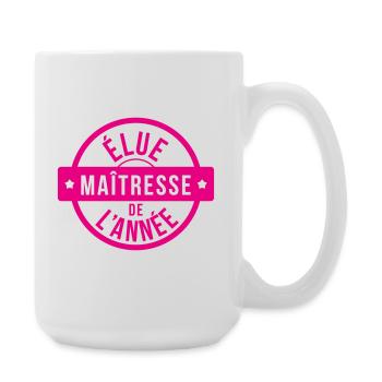 Tampon Rose Élue Maîtresse de l'Année Scolaire - Grande tasse 440 ml - blanc - Droite