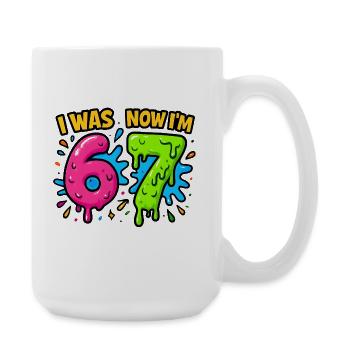 7th Birthday Kids 67 Meme Humor Gift Idea - Large Mug 440 ml - white - Right
