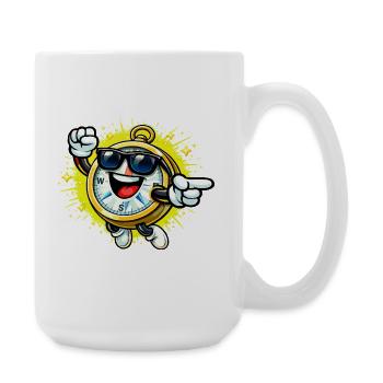 Chronomètre joueur avec des lunettes de soleil - Grande tasse 440 ml - blanc - Droite
