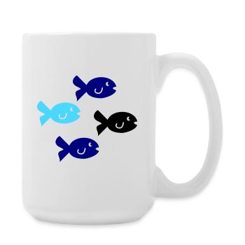 Silhouette des Poissons - Grande tasse 440 ml - blanc - Droite