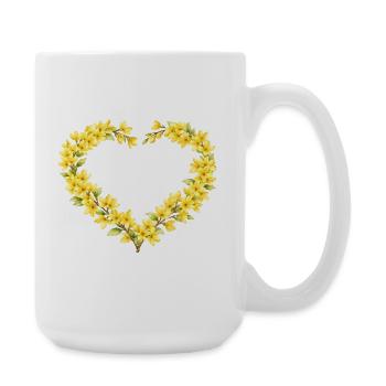 Spring Motif Forsythia Heart Frame - Large Mug 440 ml - white - Right