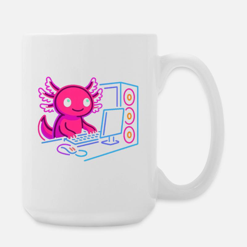 Conception de PC de jeu Axolotl Gamer Style Neon - Grande tasse 440 ml - blanc