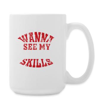 want to See My Air Guitar Skills Funny Rocker Design - Large Mug 440 ml - white - Right