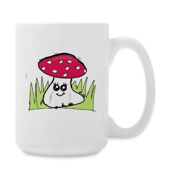 Winking mushroom with red hat - Large Mug 440 ml - white - Right