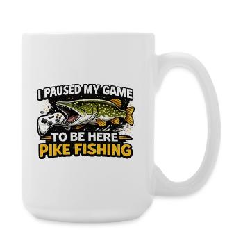 I Paused My Game For Pike Fishing Funny - Large Mug 440 ml - white - Right