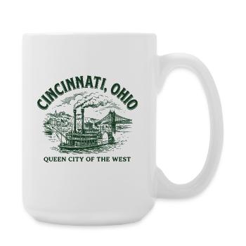 Cincinnati Dampfschiff Erbe - Große Tasse 440 ml - Weiß - Rechts