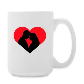 Couple Silhouette Amour Romance Petit ami de la Saint-Valentin - Grande tasse 440 ml - blanc - Droite