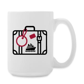 Koffer Reise Kreuzfahrt Urlaub - Große Tasse 440 ml - Weiß - Rechts