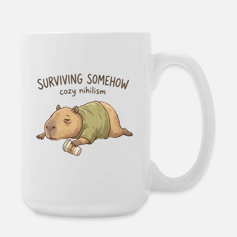 Cuddly Nihilism Capybara - Large Mug 440 ml - white