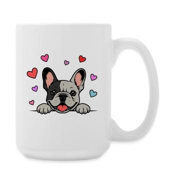 Französische_Bulldogge_Pfoten_mit_Herz_schwatzwei ß - Large Mug 440 ml - white - Right