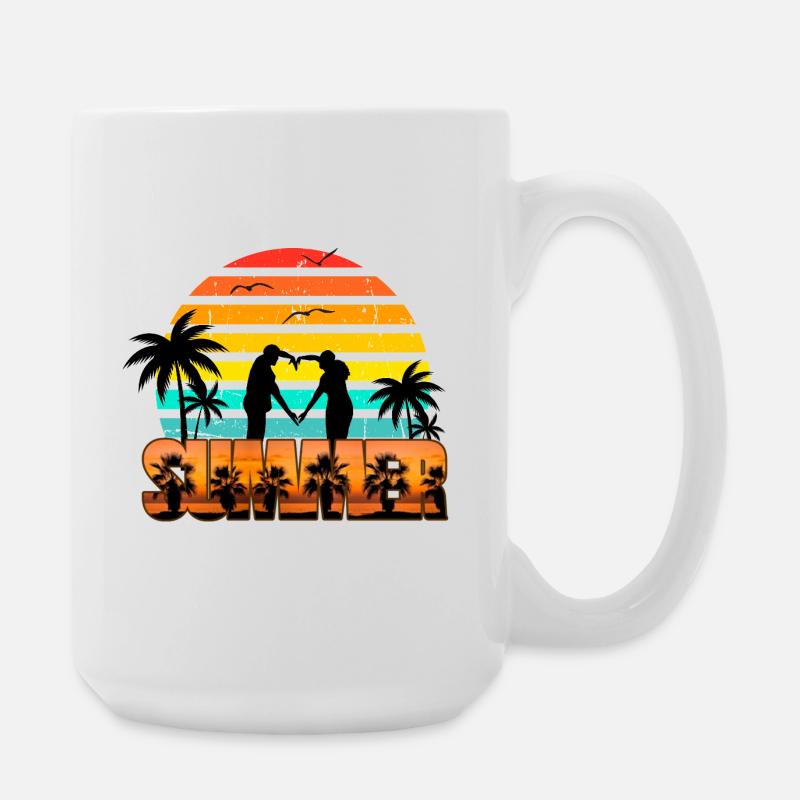 Romantic summer sunset - Large Mug 440 ml - white