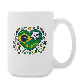 Brasilien Herzball Fußballfreude - Große Tasse 440 ml - Weiß - Rechts