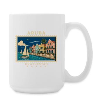 Aruba Oranjestad Vintage Reisemarke - Große Tasse 440 ml - Weiß - Rechts