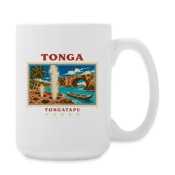 Marque de voyage vintage Tonga Tongatapu - Grande tasse 440 ml - blanc - Droite
