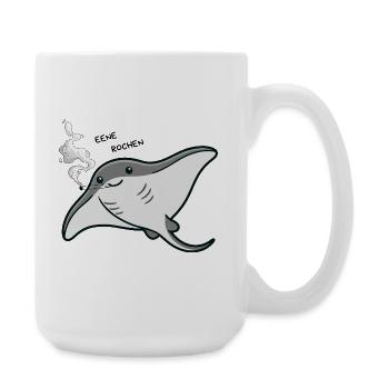 Rauchender Manta Cartoon - Große Tasse 440 ml - Weiß - Rechts