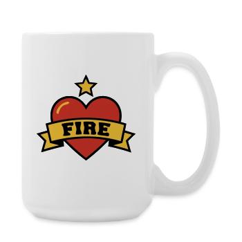 Feuerwehr Herz Fire Wappen - Große Tasse 440 ml - Weiß - Rechts