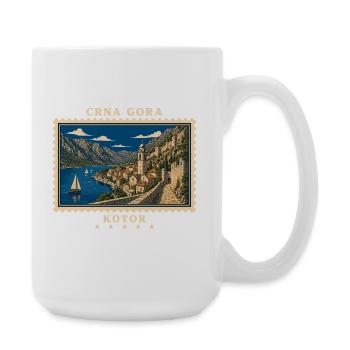 Montenegro Kotor Vintage Reisemarke - Große Tasse 440 ml - Weiß - Rechts