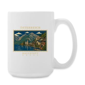 Österreich Hallstatt Vintage Reisemarke - Große Tasse 440 ml - Weiß - Rechts