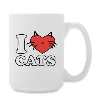 I Love Cats Herzlogo - Große Tasse 440 ml - Weiß - Rechts