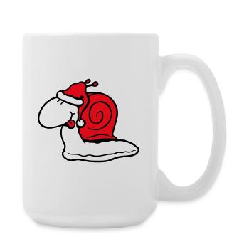 Schnecke Weihnachtsmann Weihnachten Mütze Geschenk - Große Tasse 440 ml - Weiß - Rechts