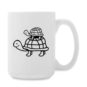 2 Turtles Piggyback Mom Dad Kid Riding Cute - Large Mug 440 ml - white - Right