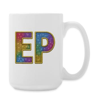 EP | Galaktischer Glitter-Initialschriftzug - Große Tasse 440 ml - Weiß - Rechts