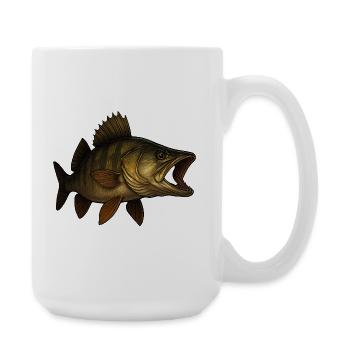 Illustration détaillée du poisson sandre - Grande tasse 440 ml - blanc - Droite
