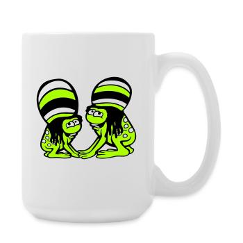 2 Frogs Reggae Music Rasta Hair Hat Jamaica - Large Mug 440 ml - white - Right